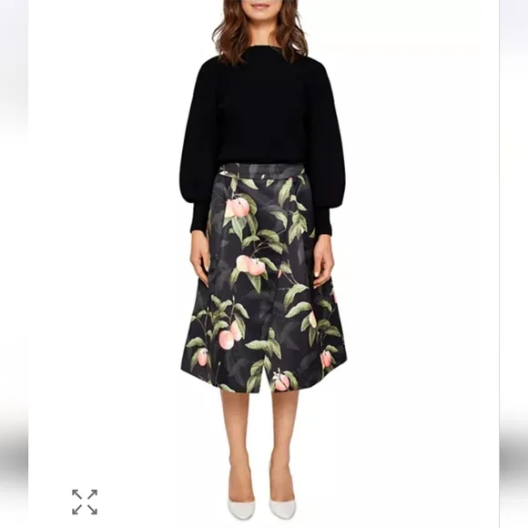 Ted Baker Alessio Peach Blossom Midi Skirt With Pockets - Picture 2 of 5